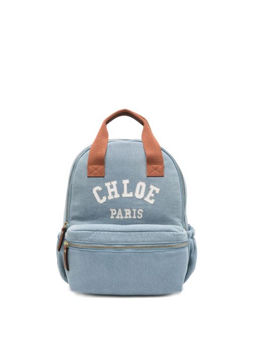 Zaino bambina Chloé in denim blu con logo Chloe' Kids | C20867Z10